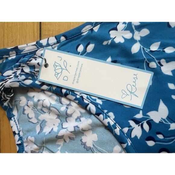 Draper James Floral Bohemian Blue Slip Wide Strap Scoop Neck Mini Dress L/XL NWT - Picture 8 of 11